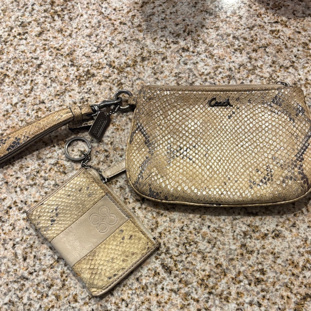 Coach Metallic Gold Wristlet and Card Holder